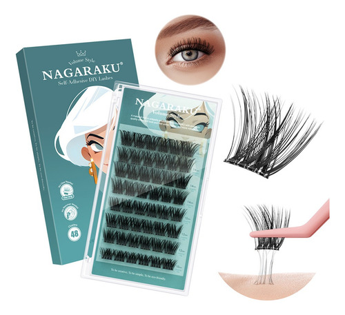 Pestañas Nagaraku Para Maquillaje Autoadhesivas Volume Style
