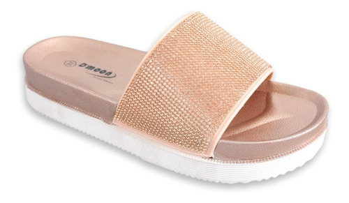 Sandalias Chinelas Mujer Dmoon Strass Brillos Fa032 Goma