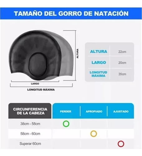 Gorro Natación Unisex Silicona Piscina Baño Impermeable 2pcs