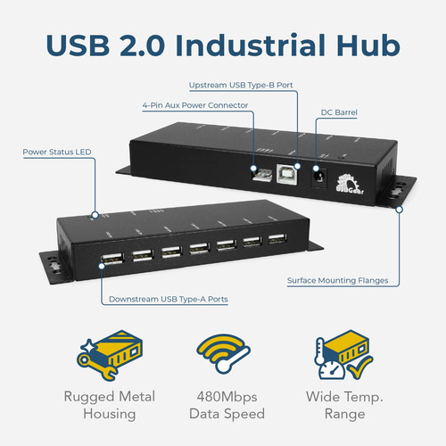 Hub De Metal 7 Puertos Usb 2.0 Para Pc-mac