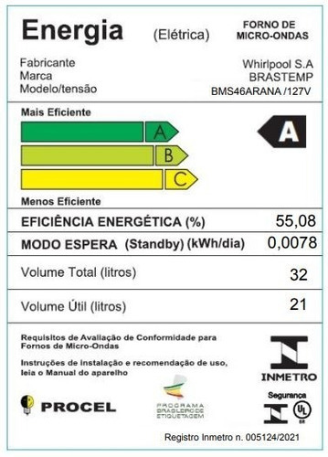 Micro-ondas 32 L Com Menu Gourmet Bms46ar Cinza Brastemp 110V