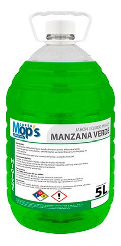 Jabon Liquido Para Manos Mops Mops761 Manzana Verde 5 Litros