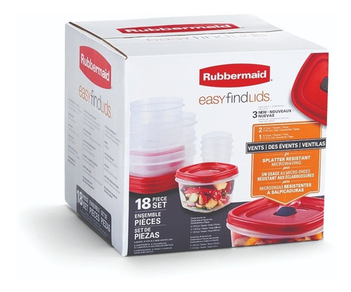Set De Recipientes 18pzas C/ Tapas Porta Comida Rubbermaid