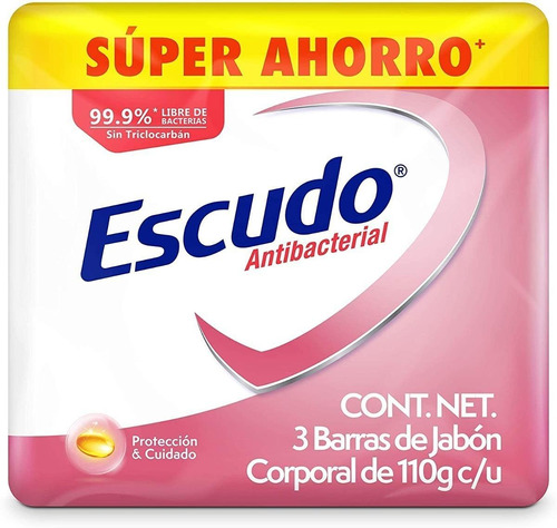 Jabon Corporal Escudo Antibacterial 110gr 3 Paquetes