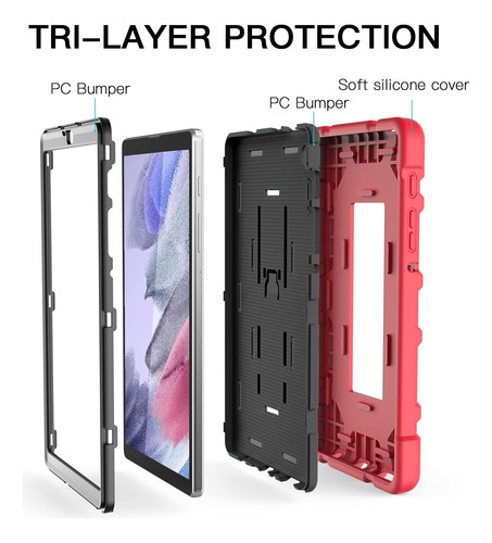 Funda Para Samsung Galaxy Tab A7 Lite Con Atril Color Rojo Rojo