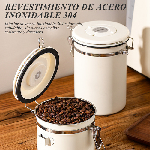 1.8l Contenedor Hermético Para Granos De Café Con Cuchara