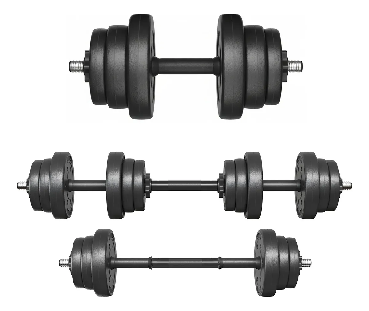 Songmics Par de Halteres Ajustáveis 2 em 1 2x10kg, Dumbbell Regulável com Anilhas e Rosca para Musculação e Treino em Casa