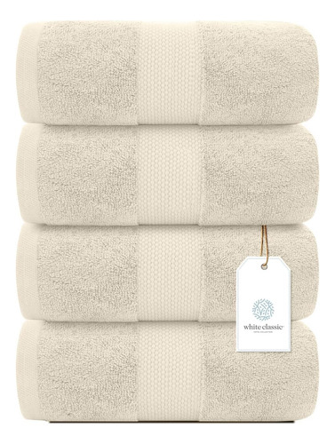 Toallas De Bañowhite Classic, Color Blanco Marfil, X4 Uni.