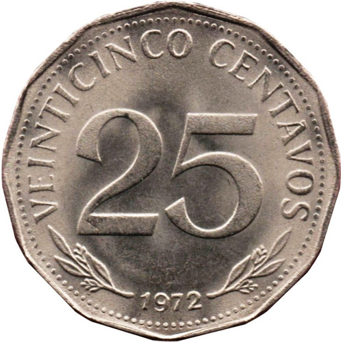 Moneda Bolivia 25 Centavos 1972