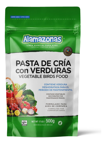 Kit 7 Pasta De Cría Con Verduras 500g Canaries Alamazonas