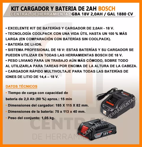 Batería de Iones de Litio Bosch GBA 18V 2,0 Ah
