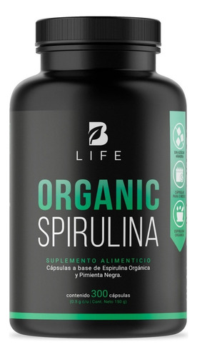 Espirulina Organica De 300 Cáps 500mg Alga Spirulina. B Life