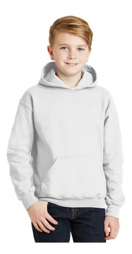 Buzo Hoodie Chompa Sin Estampado Para Niños Color Blanco
