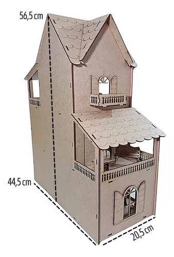 Casinha mdf com 22 Móveis para Bonecas de 30cm de Altura