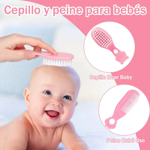Kit De Higiene Cuidado Bebé 20pcs Termómetro Salud Manicure Color Rosa