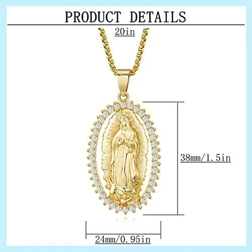 Collar Virgen De Guadalupe 18k Oro / San Judas Tadeo Colgant