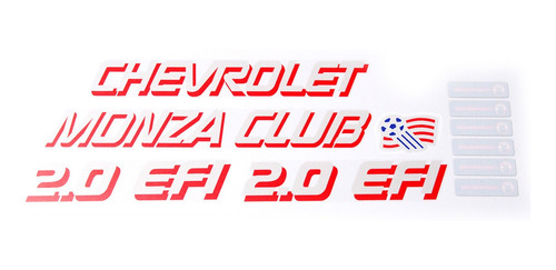 Adesivos Chevrolet Monza Club 2.0 Efi Prata E Vermelho Mz003