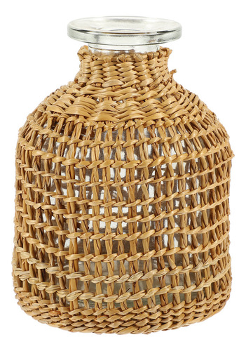 Jarrón De Mimbre Terrarium Gra, Jarrón De Vidrio De Ratán