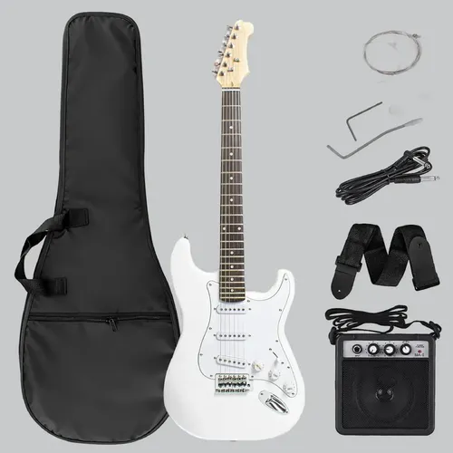 Guitarra Eléctrica EG001 con Amplificador 5W y Accesorios Blanco