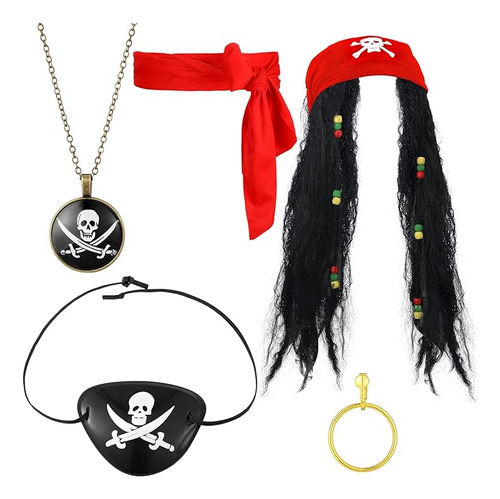 Juego Accesorios Para Disfraz Pirata Capitan Pirata Bandana