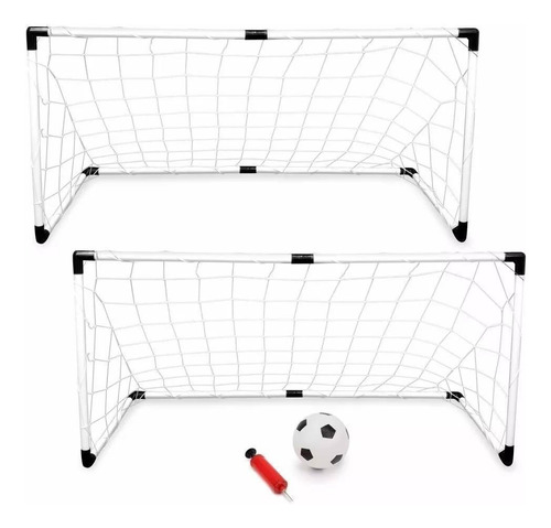 2 Arcos De Futbol Infantil 120cm+pelota+inflador Juguete