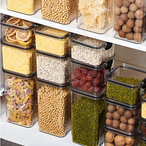 Recipiente Hermetico Para Almacenamiento Alimentos Cocina Color Transparente Con Tapa Negra