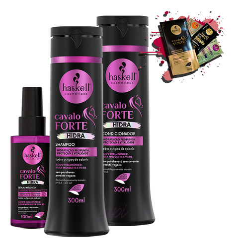 Kit Haskell Cavalo Forte Hidra Sh, Cond 300ml E Sérum 100ml