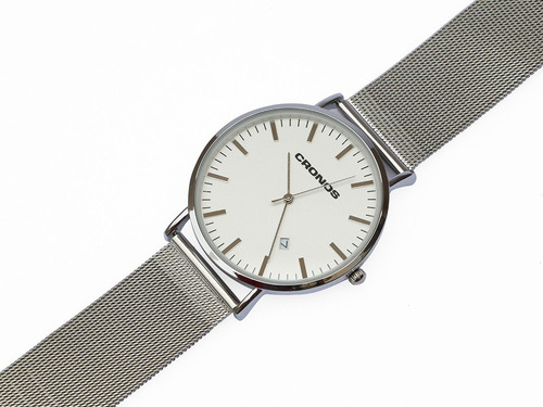 Combo Relojes Pulsera Cronos Tempus Silver + Blue Malla Plateado Bisel Plateado Fondo Silver: Blanco Blue: Plateado