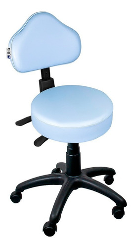 Cadeira Mocho Branco Ergonômico Assento Azul-claro