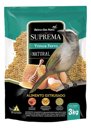 Suprema Trinca Ferro Natural Extrusada 3kg - Reino Das Aves