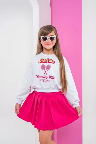 Conjunto Colegial Infantil Barbie Inverno Blusa Roupa Menina