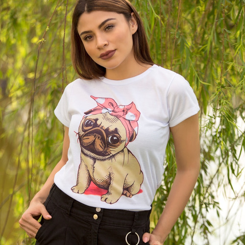 Imagen 4 de 9 de Blusa Perro Colores Playera Estampado Pug 011
