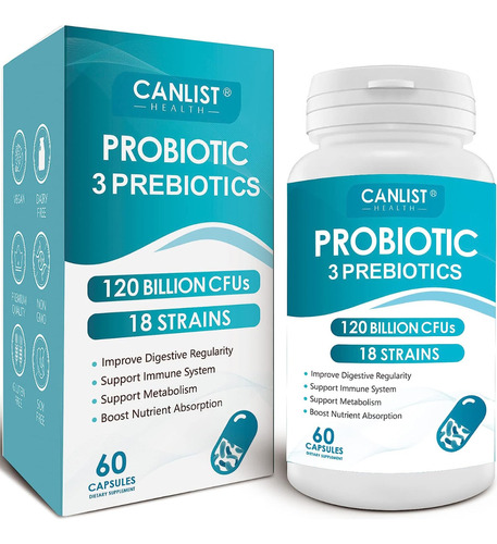 Probioticos + Prebioticos 120 Billones Cfu 18 Cepas 60 Caps