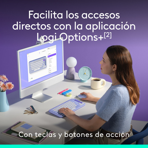 Kit Teclado Y Mouse Logitech Pop Icon Español Dpi 400 Lila
