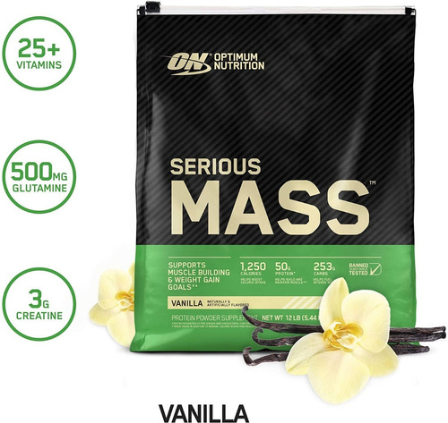Serious Mass Optimum Nutrition 12 Libras Sabor Vainilla
