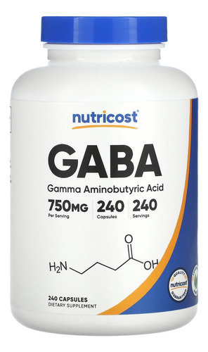 Gamma Aminobutyric Acid 750mg 240 Cápsulas Nutricost