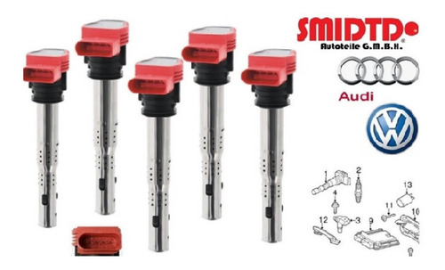 5 Bobinas De Encendido Roja Vw Touareg Tfsi Hybrid 13 A5 3.0