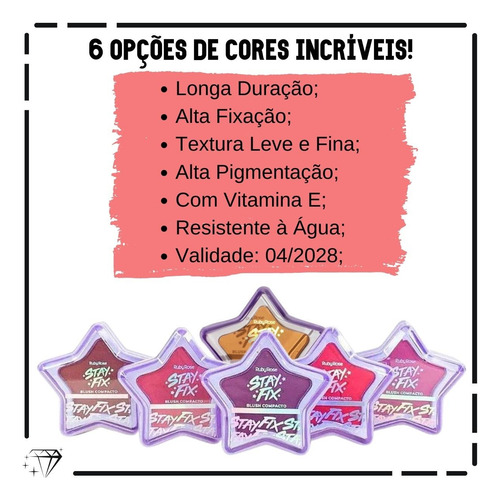 Blush Compacto Stay Fix Ruby Rose - Opções De Cores Lindas