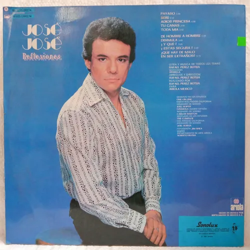 Lp - Acetato - José José - Reflexiones - Pop - Ariola - 1985