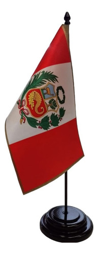 Mástil Escritorio Madera-bandera Perú Calidad Premium
