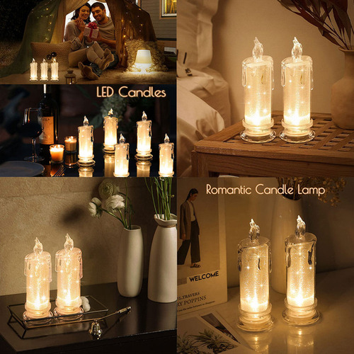 Para Kit De 2 Velas Led Decorativas Medianas Con Llama Y