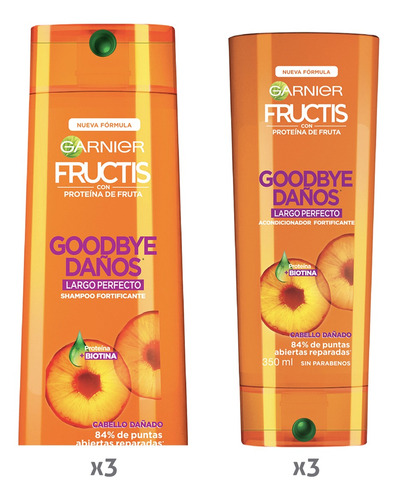 Pack Fructis Goodbye Daños 3 Shampoo 350ml + 3 Bálsamo 350ml