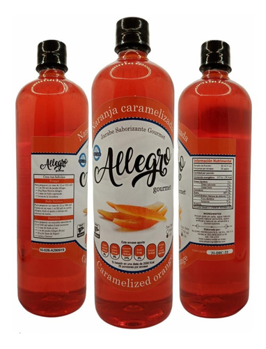 Jarabes Allegro Clasicos  Botella 1 Lt Naranja Caramelizada