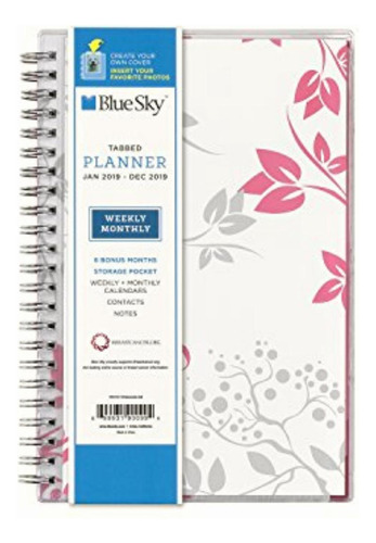 Blue Sky 2019 Planificador Semanal Y Mensual Portada Blanco Plantas
