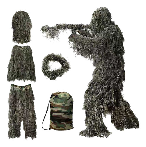 Traje Ghillie 5 En 1, Ropa De Caza Al Aire Libre De Camuflaj