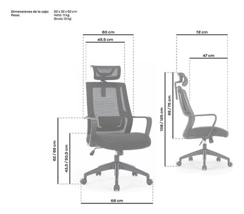 Silla Escritorio Oficina Ejecutiva Ergonomico Premium Mesh Negro Mesh