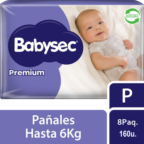 Pack 8 Pañales De Bebé Babysec Premium 20un