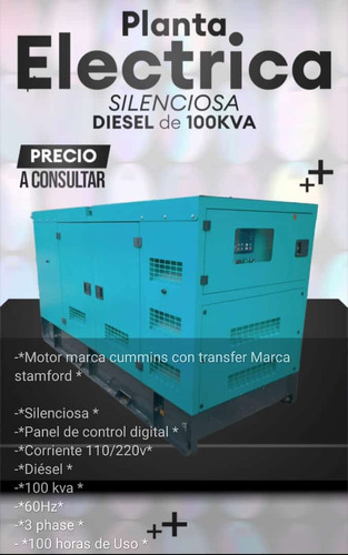 Planta Eléctrica Silenciosa Diésel De 100kva