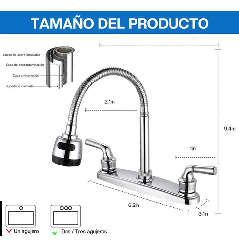 Grifo Para Fregadero De Cocina, Grifo De Cocina Con Dos Asas