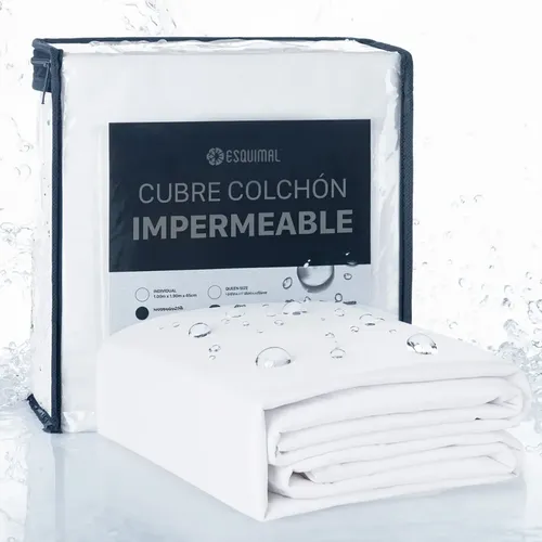 Protector De Colchón 100% Impermeable King Size Esquimal Blanco King